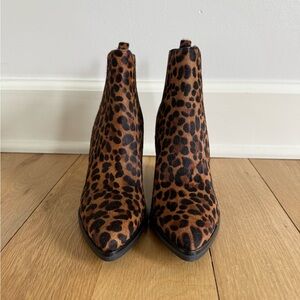 Marc Fisher LTD Calf Hair Leopard Print Block Booties